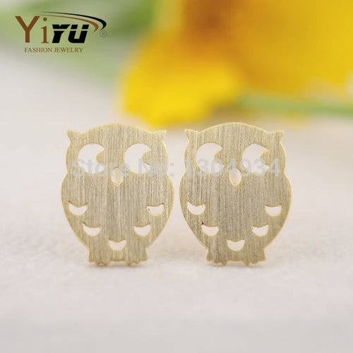1pc 2016 Hot Quality New Fashion Brand Tiny Hoot Owl Earrings Teenage Girl Creative Jewelry Simple Cute Ear Stud E045