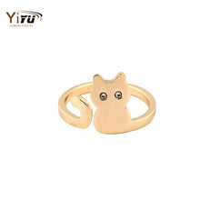 1pc 2016 New Brass Brushed Cat Rings Adjustable ring Cute Cat Ring Lovely Cat Jewelry for Women Gifts R140