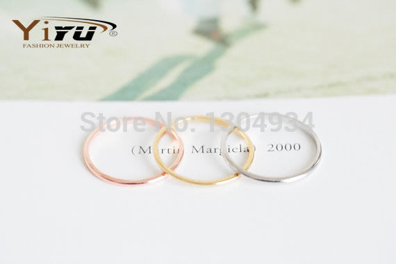 1pc 2016 Rose Plated Slim Stacking Women Simple Rings Smooth Couple Wedding Ring Woman Man Fashion Jewelry R213