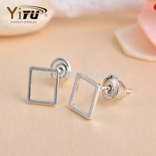 1pc Brass Hollow Square Stud Earrings Tiny Square Shape Women Simple Ear Stud Cute Elegant Jewelry E064