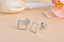 1pc Brass Hollow Square Stud Earrings Tiny Square Shape Women Simple Ear Stud Cute Elegant Jewelry E064