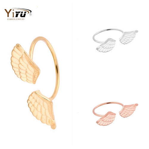 1pc Gold&Pink&Silver Simple Wings Women Ring Cute Silver Icarus Adjustable Girls Cute Trendy Midi Knuckle Ring R224
