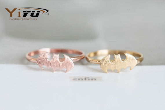 1pc Gold&Pink&Silver Stainless Steel Batman Ring Fashion Style Cool Bat Women Ring Cute Animal Bird Punk Midi Party Ring R215