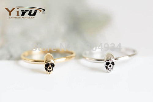 1pc Gold&Pink&Silver Wholesale New Vintage Skull Head Ring Europe American Style Jewelry R228