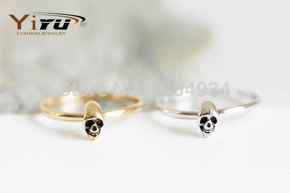 1pc Gold&Pink&Silver Wholesale New Vintage Skull Head Ring Europe American Style Jewelry R228