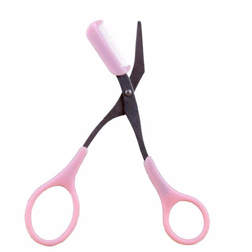 1pc Pink Eyebrow Trimmer Eyelash Thinning Shears Comb Shaping Eyebrow Grooming Cosmetic Tool, Eyelash Hair Clips Scissors