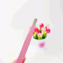 1pc Pro Pink Women Lady Eyebrow Eye Brow Tweezers Hair Removal Stainless Steel Beauty Slant Tip Makeup Tool