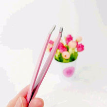 1pc Pro Pink Women Lady Eyebrow Eye Brow Tweezers Hair Removal Stainless Steel Beauty Slant Tip Makeup Tool
