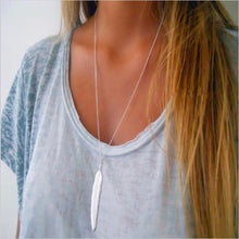 1pc fashion womens vintage long necklace jewelry silver gold plated simple feather pendant necklaces colar Free shiping