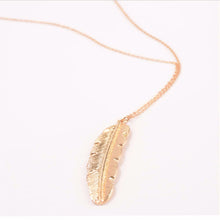 1pc fashion womens vintage long necklace jewelry silver gold plated simple feather pendant necklaces colar Free shiping