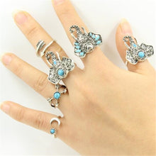 1set /6PCS Vintage Beach Punk Elephant Moon Arrow Midi Ring Set Ethnic Carved Antique Silver Bohemian Ring Knuckle Charm anillos