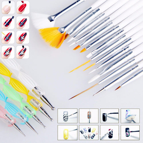 20 pcs/ set Nail Art Design Painting Tool Pen Polish Brush Set Kit Professional Nail Brushes Styling Nail Art Tools
