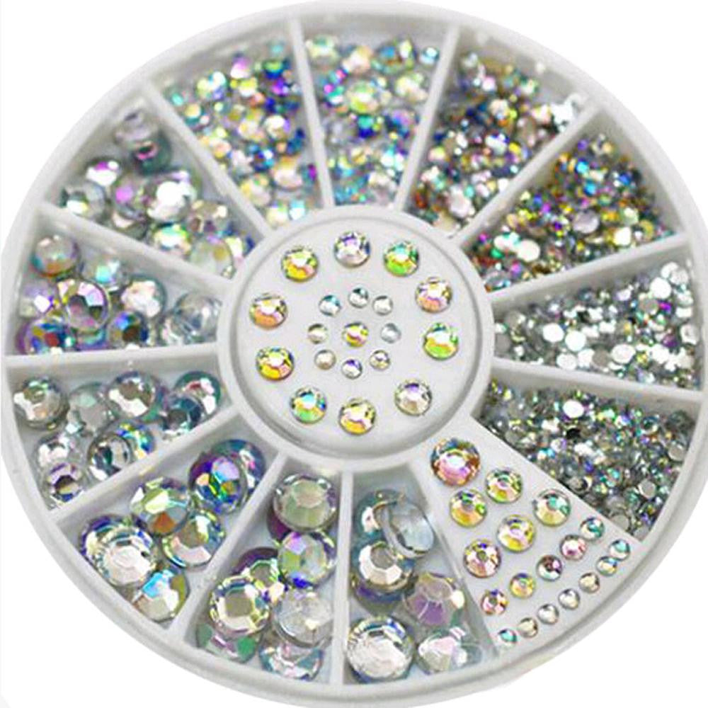 200 pieces. nail manicure tips crystal shine rhinestone jewelry + wheel