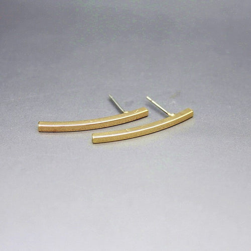 2015 Hot 1pc Silver/Gold/Pink Curved Bar Stud Earrings For Women Fashion Simple Cute Lovely Elegant Girls Ear Stud E080