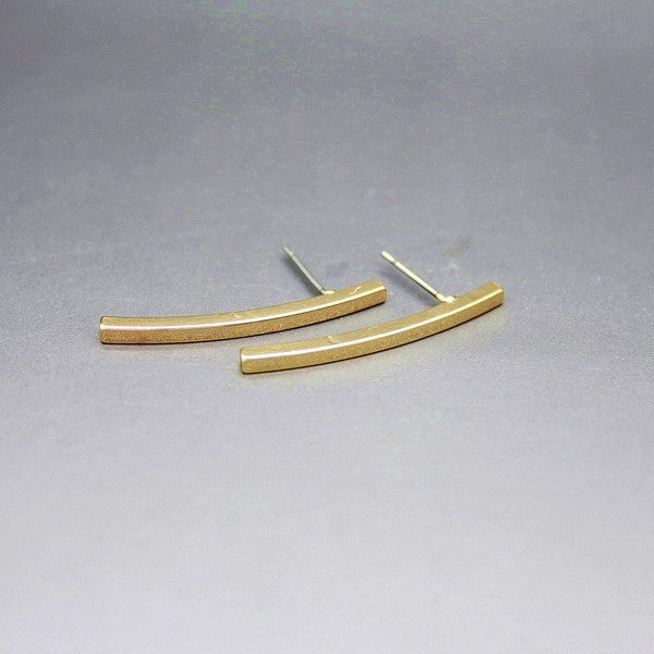 2015 Hot 1pc Silver/Gold/Pink Curved Bar Stud Earrings For Women Fashion Simple Cute Lovely Elegant Girls Ear Stud E080