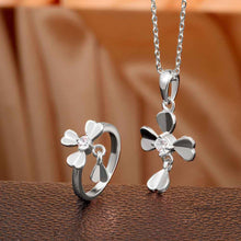 18k gold plated jewelry set clover necklace+ring bijoux SKGS037