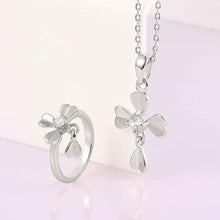 18k gold plated jewelry set clover necklace+ring bijoux SKGS037