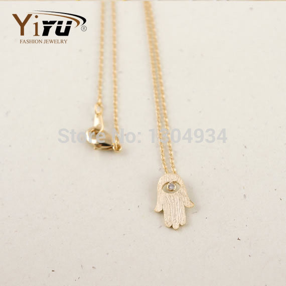 10pcs/lot Gold Silver Hamsa Necklace Unique Hand Shape Dainty Simple Cute Jewelry Ladies Fashion Necklace N066