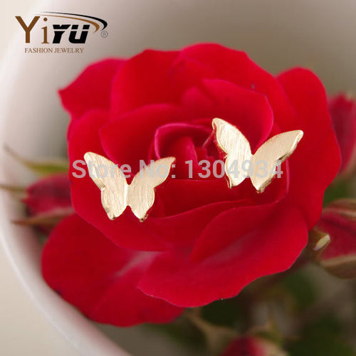 10pcs/lot Gold&Silver&Rose Elegant Lovely Little Butterfly Studs Earrings Wholesale Pretty Bridesmaid Gifts E024
