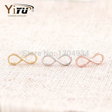 10pcs/lot Gold&Silver&Rose Plated Cute Infinity Earrings Lovely Elegant Sign Shaped Wholesale Ear Stud E005