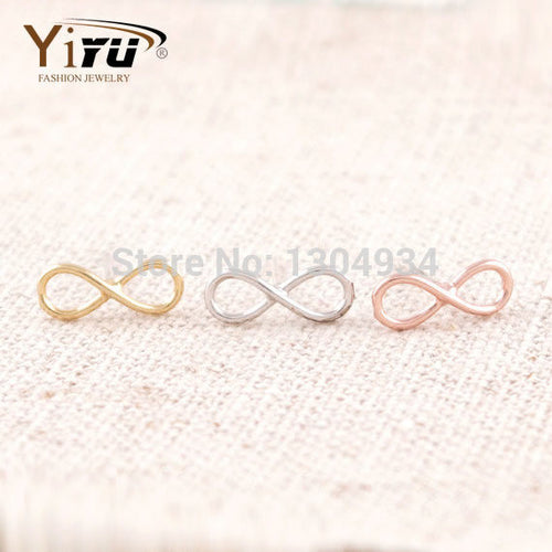 10pcs/lot Gold&Silver&Rose Plated Cute Infinity Earrings Lovely Elegant Sign Shaped Wholesale Ear Stud E005