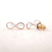 10pcs/lot Gold&Silver&Rose Plated Cute Infinity Earrings Lovely Elegant Sign Shaped Wholesale Ear Stud E005