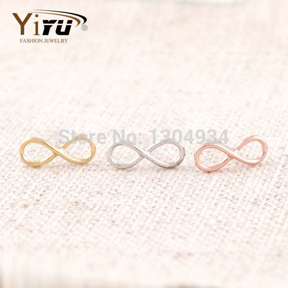 10pcs/lot Gold&Silver&Rose Plated Cute Infinity Earrings Lovely Elegant Sign Shaped Wholesale Ear Stud E005
