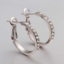 18K GP Gold Plated Earring Fine Fashion Nickel Free Tin Alloy Rhinestone Czech 18K Hoop Jewelry Earring SMTPE388