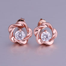 18K GP Gold Plated Jewelry Earring Fine Fashion Nickel Free Tin Alloy Rhinestone Crystal Stud Earrings SMTPE354