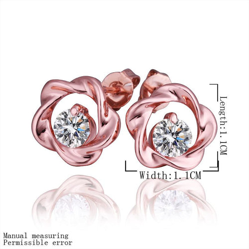 18K GP Gold Plated Jewelry Earring Fine Fashion Nickel Free Tin Alloy Rhinestone Crystal Stud Earrings SMTPE354