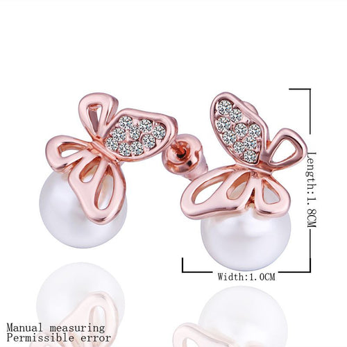 18K GP Gold Plated Jewelry Earring Fine Fashion Nickel Free Tin Alloy Rhinestone Czech Stud Earrings SMTPE364