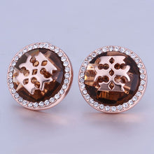 18K GP Gold Plated Jewelry Earring Fine Fashion Nickel Free Tin Alloy Rhinestone Czech Stud Earrings SMTPE366