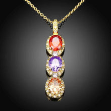 18k gold plated necklaces Crystal tricolor collier bijoux femme SKGN118