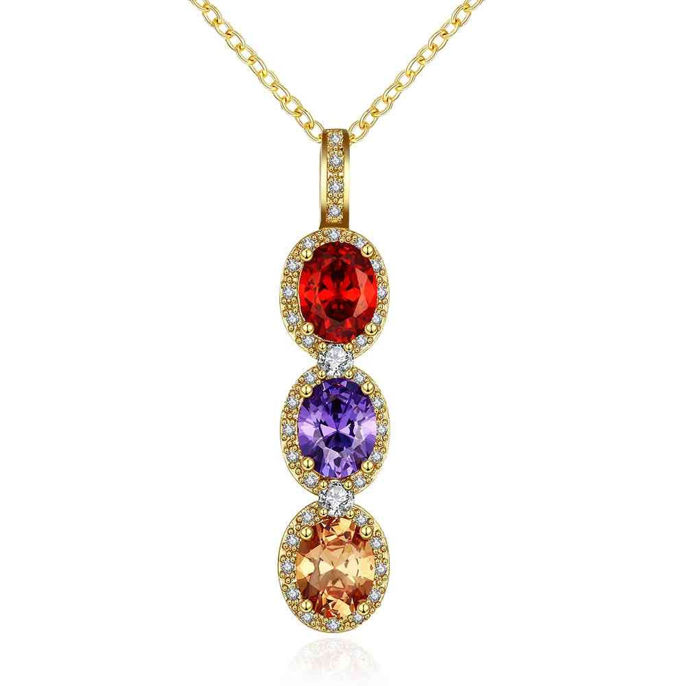 18k gold plated necklaces Crystal tricolor collier bijoux femme SKGN118