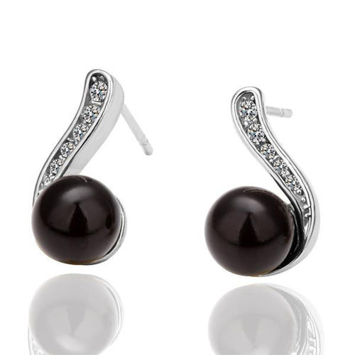 18K Gold Plating earrings heart and beads stud earrings oorbellen 100% Hand Madeball HBE288