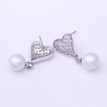 18K Gold Plating earrings heart and beads stud earrings oorbellen 100% Hand Madeball HBE288