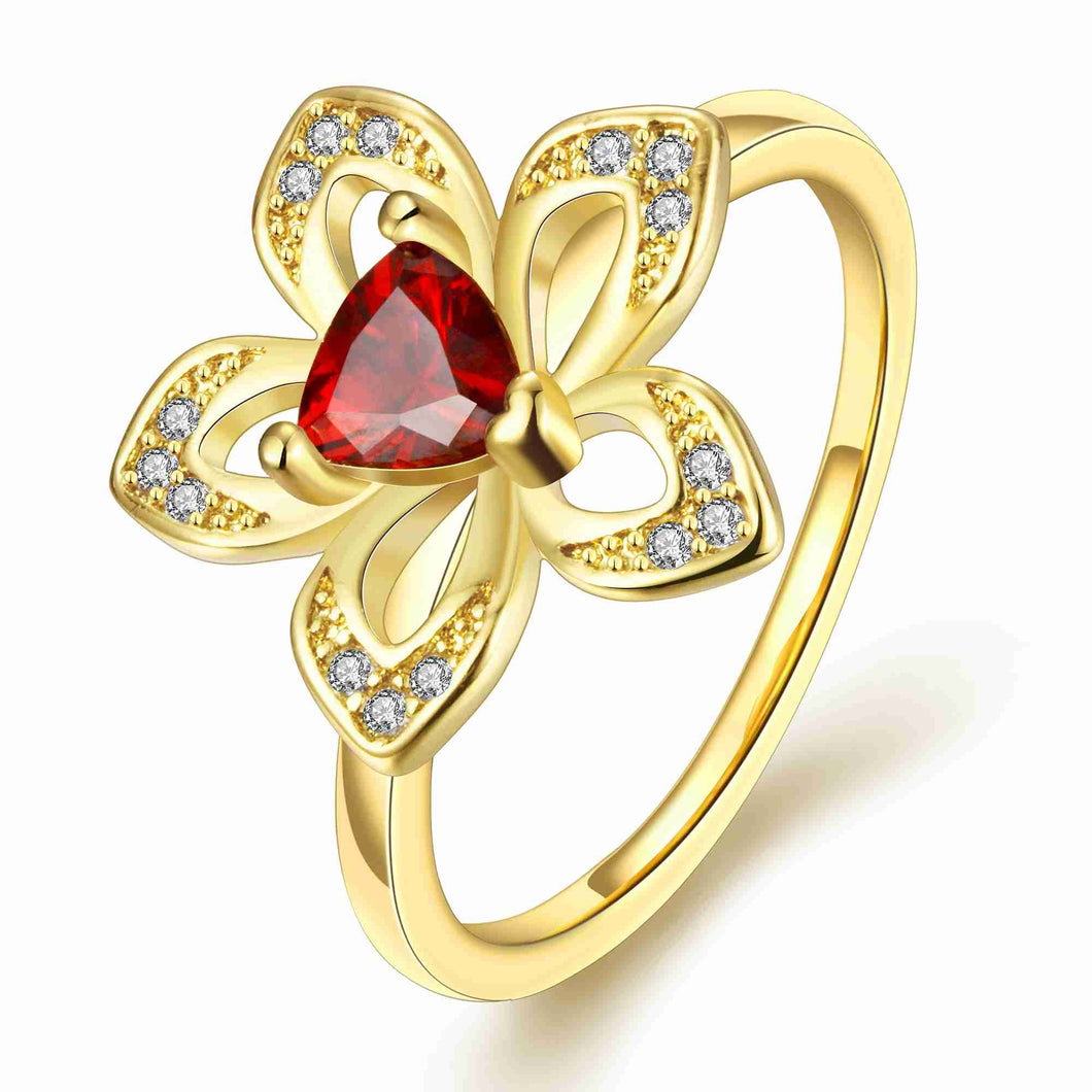 18K Gold Plating wedding rings Rhinestone five flower aneis collier plastron HBR157