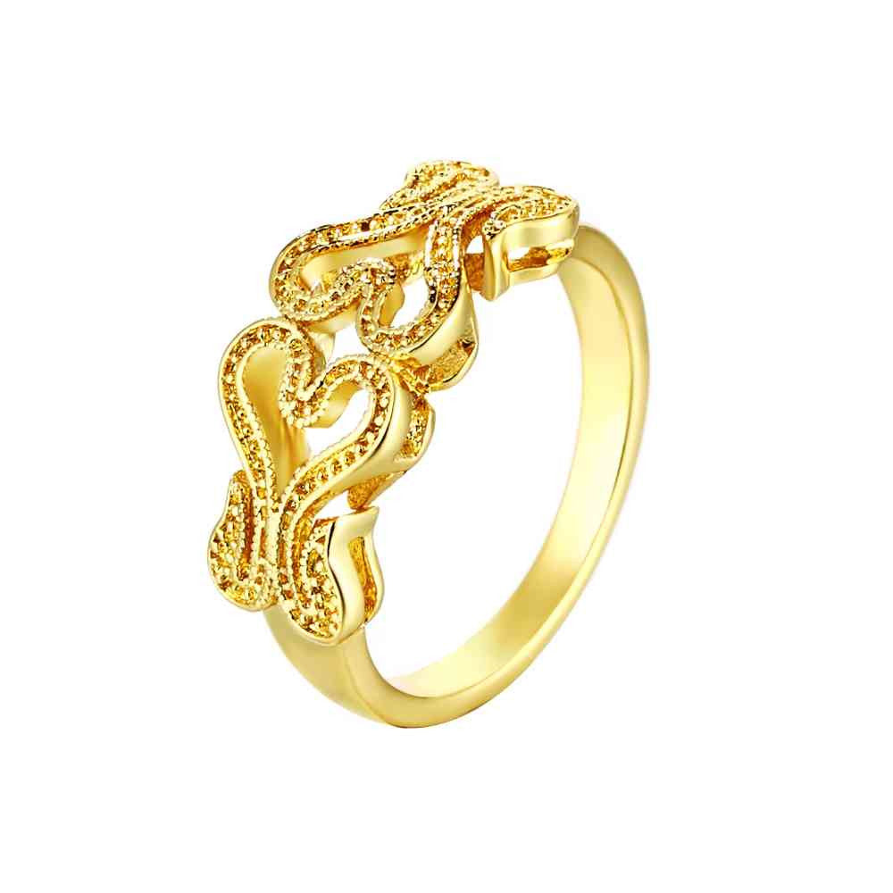 18K Real Gold Plated engagement ring heart is connected anillos 100% Hand Madeball SKGR091