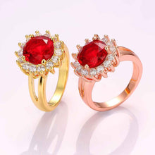 18K Real Gold Plated wedding ring Sunflower anel de ouro jewellery HBR191