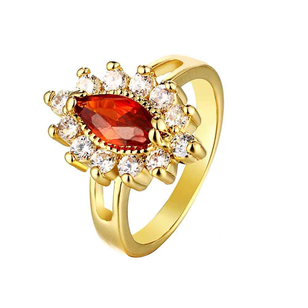 18K Real Gold Plated wedding ring Sunflower anel de ouro jewellery HBR191