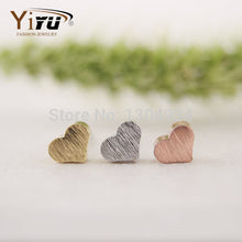 ,30pcs/lot Gold&Silver&Rose Plated Inexpensive Pretty Little Heart Stud Earrings, Simple and Lovely Ear Studs E017