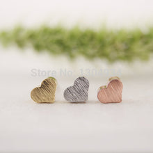 ,30pcs/lot Gold&Silver&Rose Plated Inexpensive Pretty Little Heart Stud Earrings, Simple and Lovely Ear Studs E017
