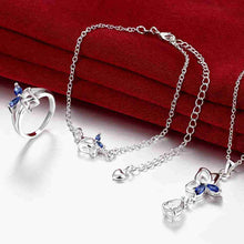 Lose Money Promotions silver jewelry set Dance Butterfly Necklace + Ring + Anklet Sets for women oso HBS188
