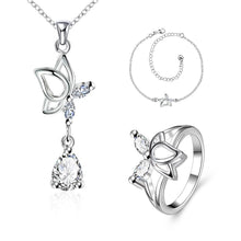 Lose Money Promotions silver jewelry set Dance Butterfly Necklace + Ring + Anklet Sets for women oso HBS188