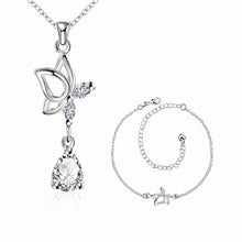 Lose Money Promotions silver jewelry set Dance Butterfly Necklace + Ring + Anklet Sets for women oso HBS188