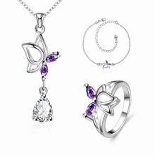 Lose Money Promotions silver jewelry set Dance Butterfly Necklace + Ring + Anklet Sets for women oso HBS188