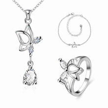 Lose Money Promotions silver jewelry set Dance Butterfly Necklace + Ring + Anklet Sets for women oso HBS188