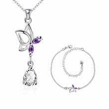 Lose Money Promotions silver jewelry set Dance Butterfly Necklace + Ring + Anklet Sets for women oso HBS188