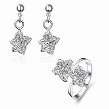 Lose Money Promotions silver jewelry set Double star Rhinestone Ring + Earrings Sets for women jewellery HBS042
