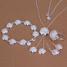 Lose Money Promotions silver jewelry set Rose Necklace Bracelet Earring Sets for women  HBS013